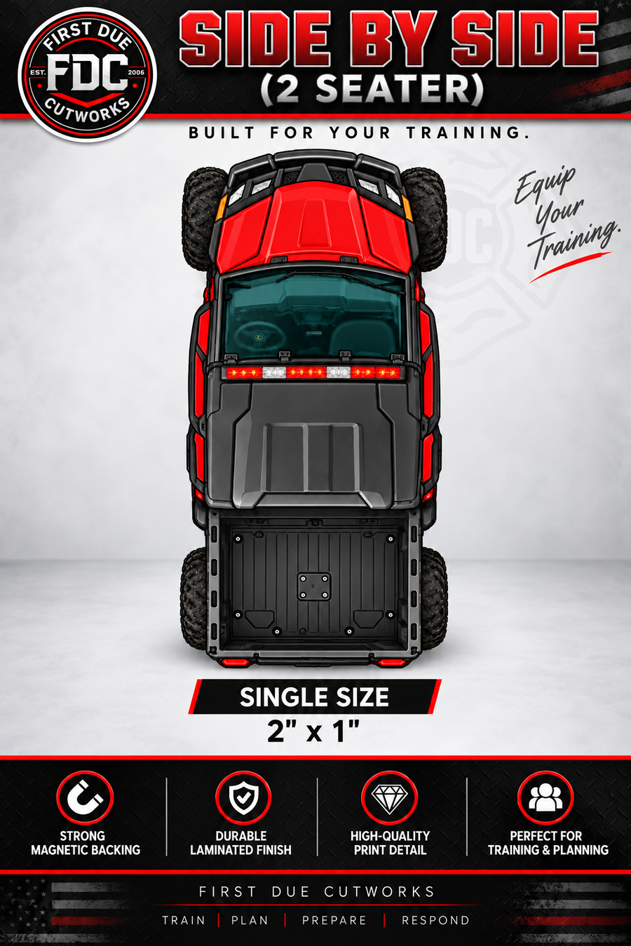 Side by Side (2 seater) training magnet — single size 2 inches by 1 inch