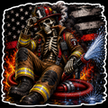 Thin Red Line Skeleton Die-Cut Vinyl Sticker