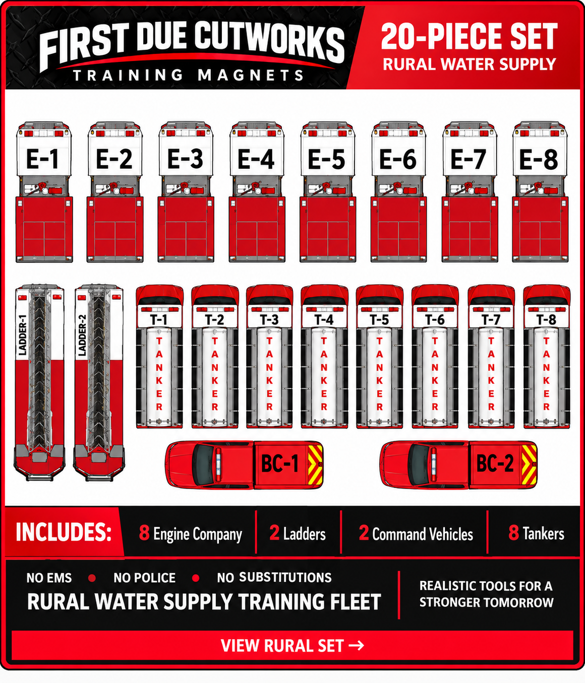 First Due Cutworks 20-piece Rural Water Supply Fleet