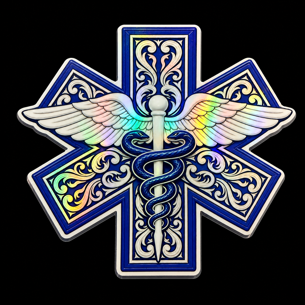 Paramedic Star of Life holographic die-cut sticker