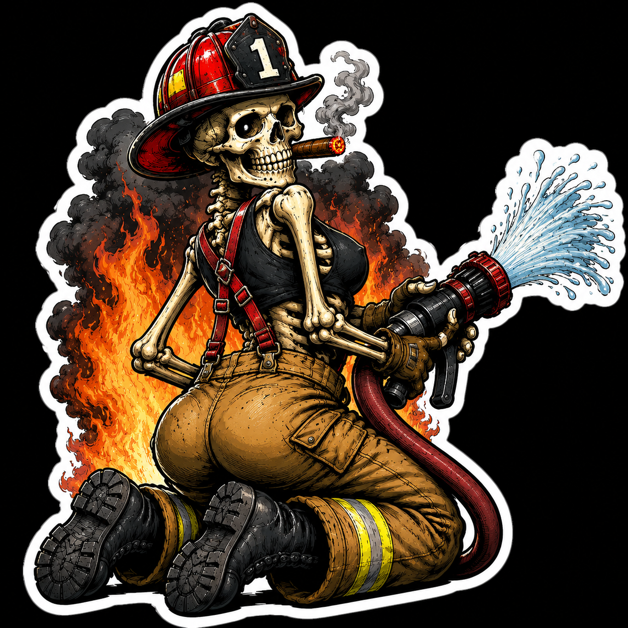 Pin Up skeleton Die-Cut Vinyl Sticker