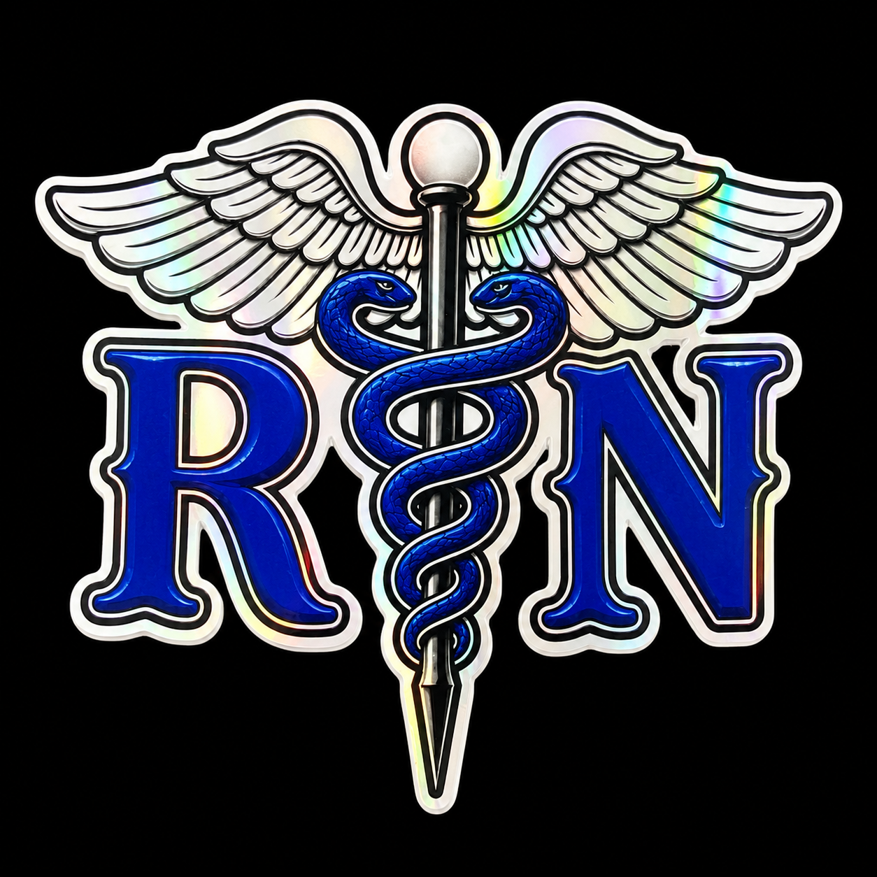 RN holographic die-cut sticker